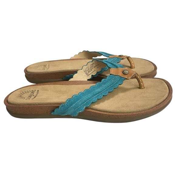 G.H. BASS & CO. SUNJUNS TURQUOISE SUEDE LEATHER THONG FLIP FLOPS SANDALS 9M - Picture 4 of 12